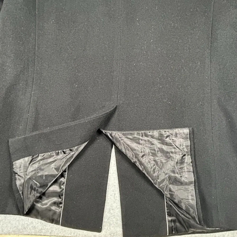 Mens Black Chaps Wool Blend Long Trench Pea Coat Sz 44L‎ Winter